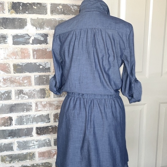 Gap Chambray Denim Dress Roll Tab Sleeve Utility Shirt Dress Size Small - Picture 5 of 11
